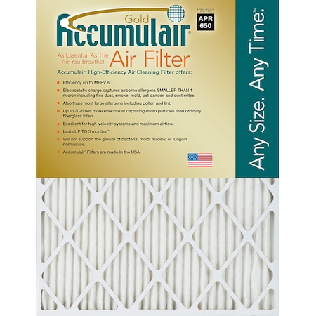 ACCUMULAIR Pleated Air Filter, 20" x 25" x 1", 4 Pack FB20X25_4